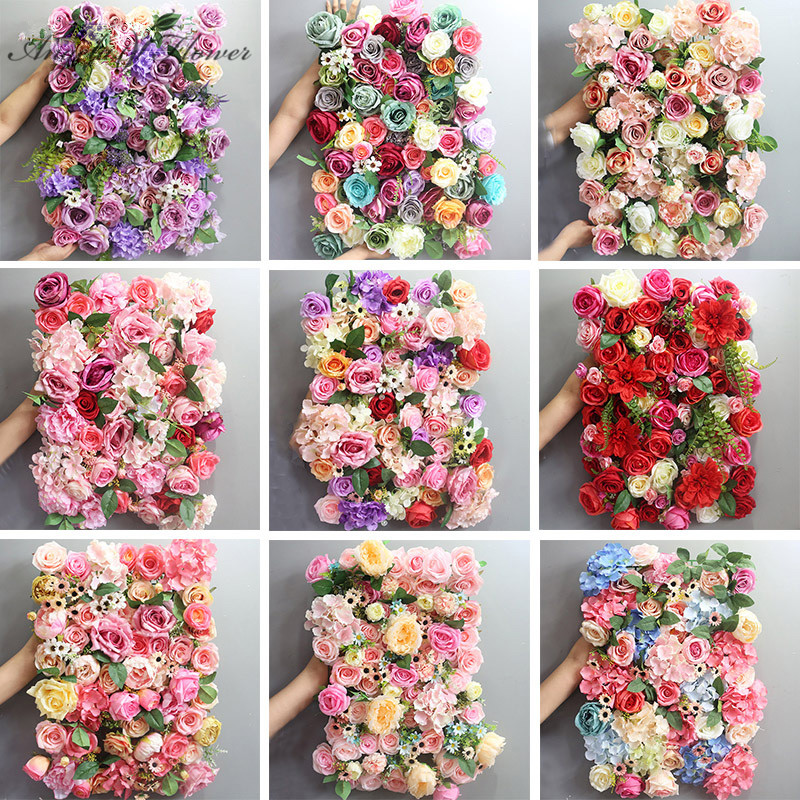 

40*60cm Artificial flower wall wedding backdrop wall silk flower arrangement coffee shop party decor ceremony indoor studio pipe, 13