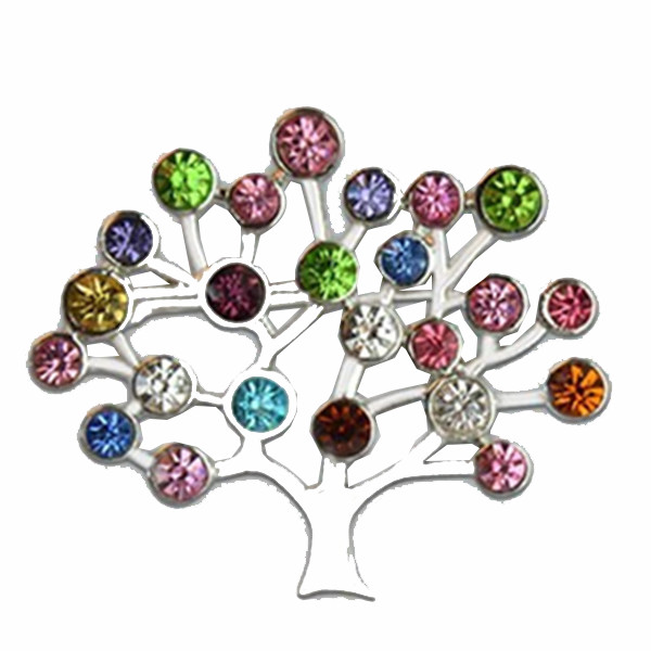

2020 New Arrivals Fashion Broach Gold Christmas tree Brooches Colorful Rhinestone women Brooches for Christmas X1635