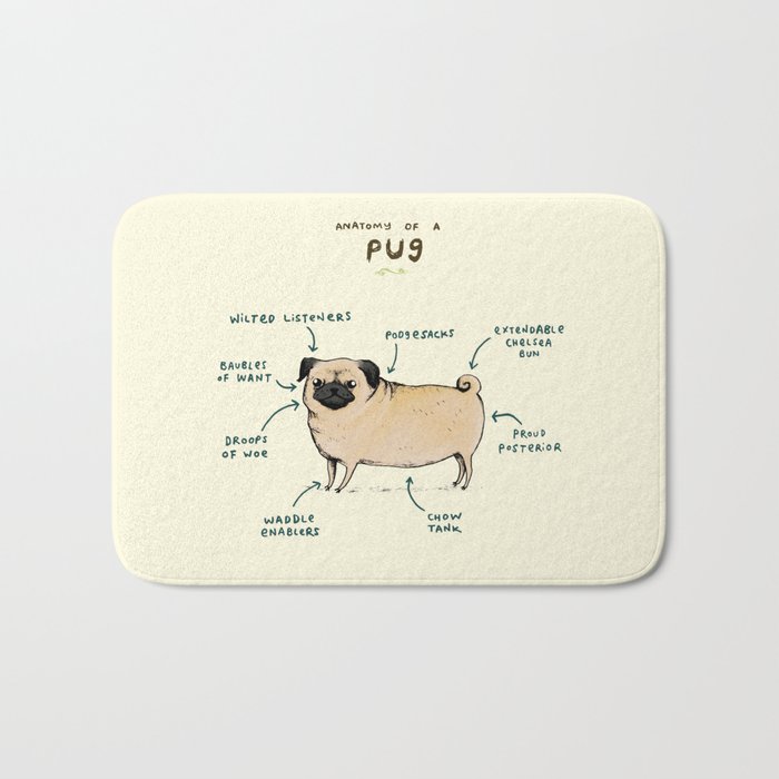 

HOT Bathroom Rugs Anatomy of a Pug Bath Mat Flannel Absorbent Non Slip Doormat Entrance Door Bath Room Mats Easter 40x60