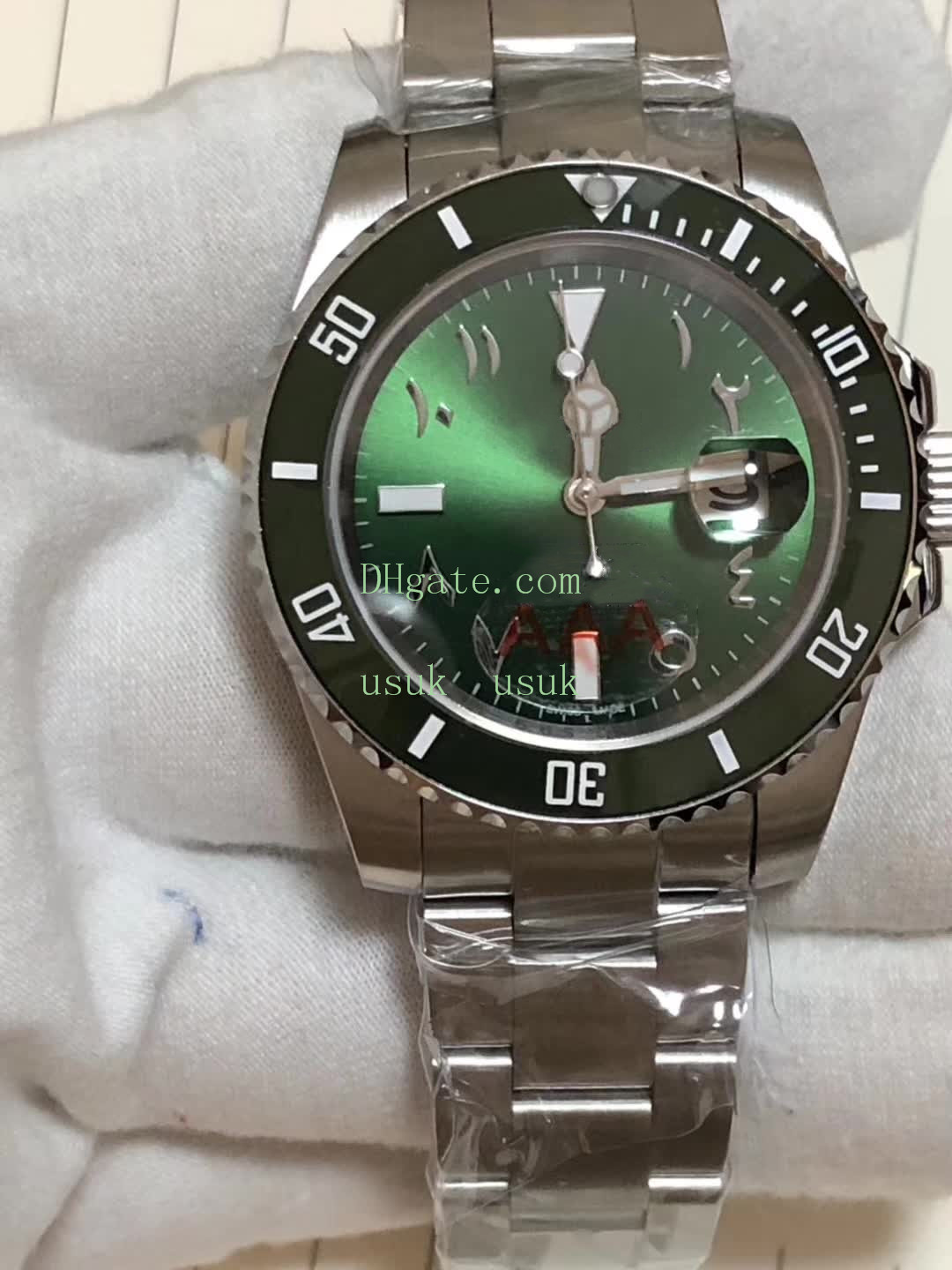 

Luxury Wristwatch Silver 40mm Arabic Green Dial Ceramic Bezel 2813 Automatic Movement Mechanical Stainless Steel Fashion Men's Watches