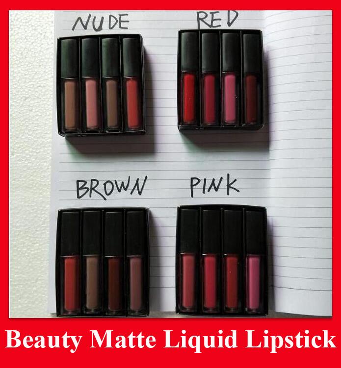 

2020 Liquid Lipstick Kit The Red Nude Brown Pink Edition Mini Liquid Matte Lipstick 4pcs/set ( 4 x 1.9ml ), Mixed color