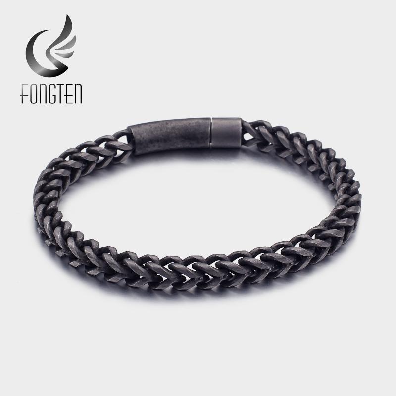 

Fongten Vintage Charm Stainless Steel Snake Link Chain Men Bracelet Fashion Jewelry