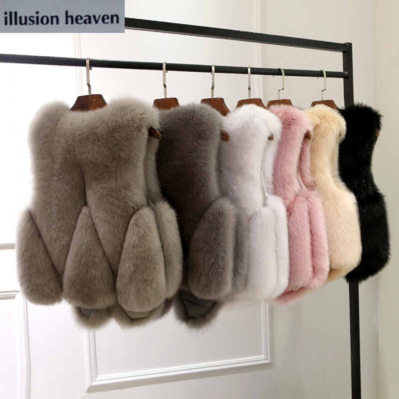 

Winter Fur Vest, Short Lady, Imitation Fur Vest, Slim Body. Jacket Faux Vest Women Coats and Jackets, Black