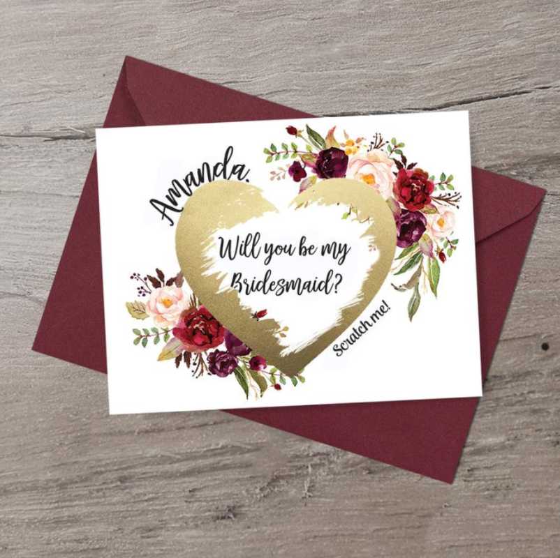 

Custom any text Bridesmaid Proposal Card Personalized Scratch off Bridesmaid Card, Will You Be My invitation cards