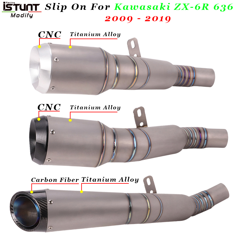 

Slip On For ZX-6R ZX6R 636 Motorcycle GP Exhaust Escape Modified Titanium Alloy Middle Link Pipe Carbon Fiber Muffler