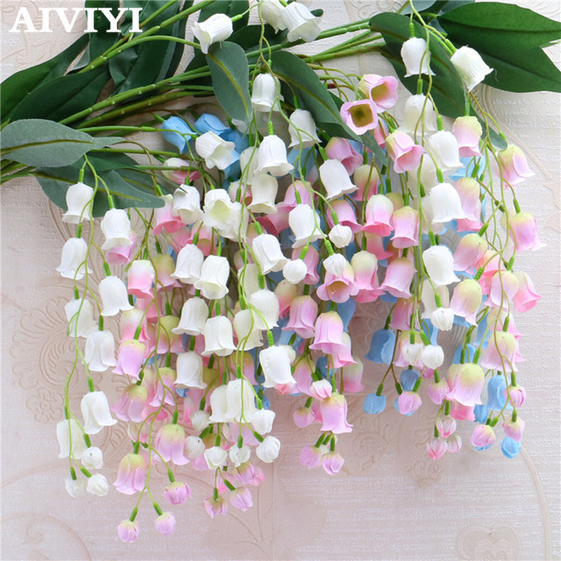

New artificial flower bellflower Campanula wedding soft decoration DIY bell flower home hotel wedding decoration silk, Blue