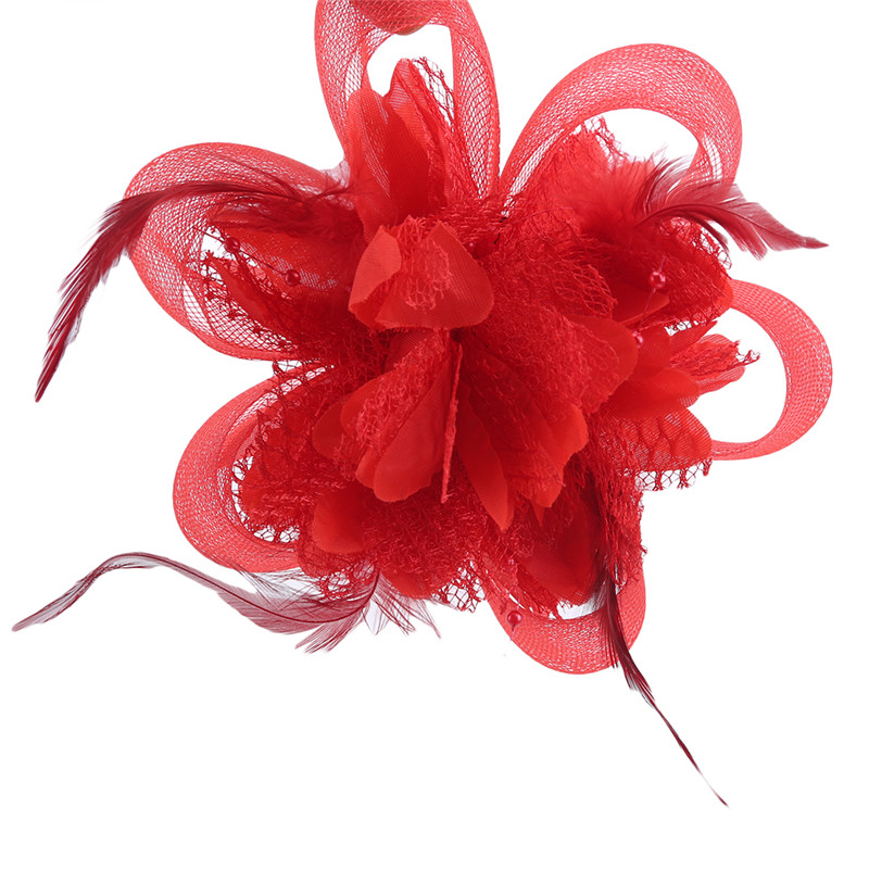 

GAOKE Hot Women Ladies Flower Feather Bead Corsage Hair Clips Fascinator Bridal Hairband Brooch Pin 8 Color
