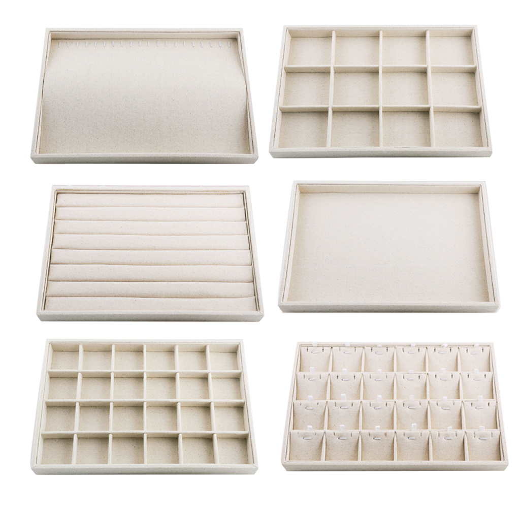 

Linen Jewelry Organizer Trays Stackable Necklace Ring Showcase Jewellery Display Ring Storage Tray Portable Jewelry Tray Stand MX200810
