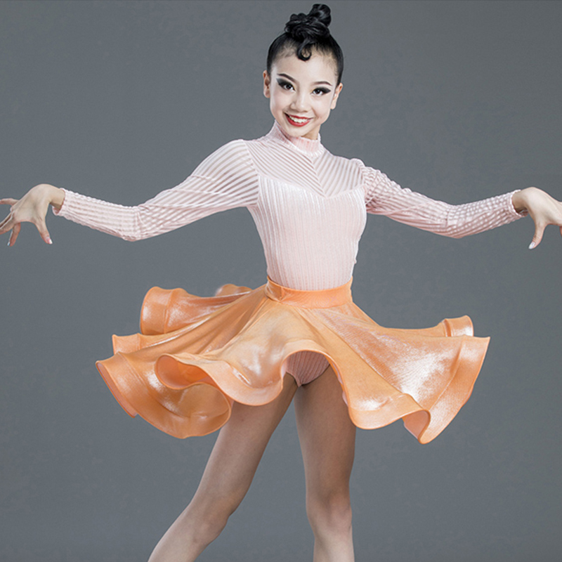 

Latin Dance Dress Girls Winter Latin Dancing Competition Costumes Rumba Cha Cha Samba Salsa Clothes Kids Performance Wear DN5441, As picture