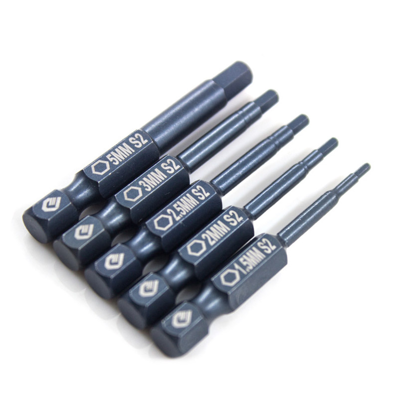 

5 Pcs/set 50mm H1.5-H5 Hex Screwdriver Bits S2 Alloy Steel Magnetic Electric Drill Hexagonal Screwdriver Head Power Driver Tools