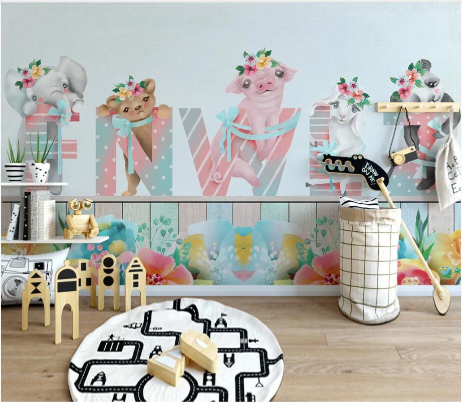 

3d wall murals wallpaper custom photo mural on the wall Simple cartoon animal elephant children room home decor 3d wall murals for walls 3 d, Non-woven