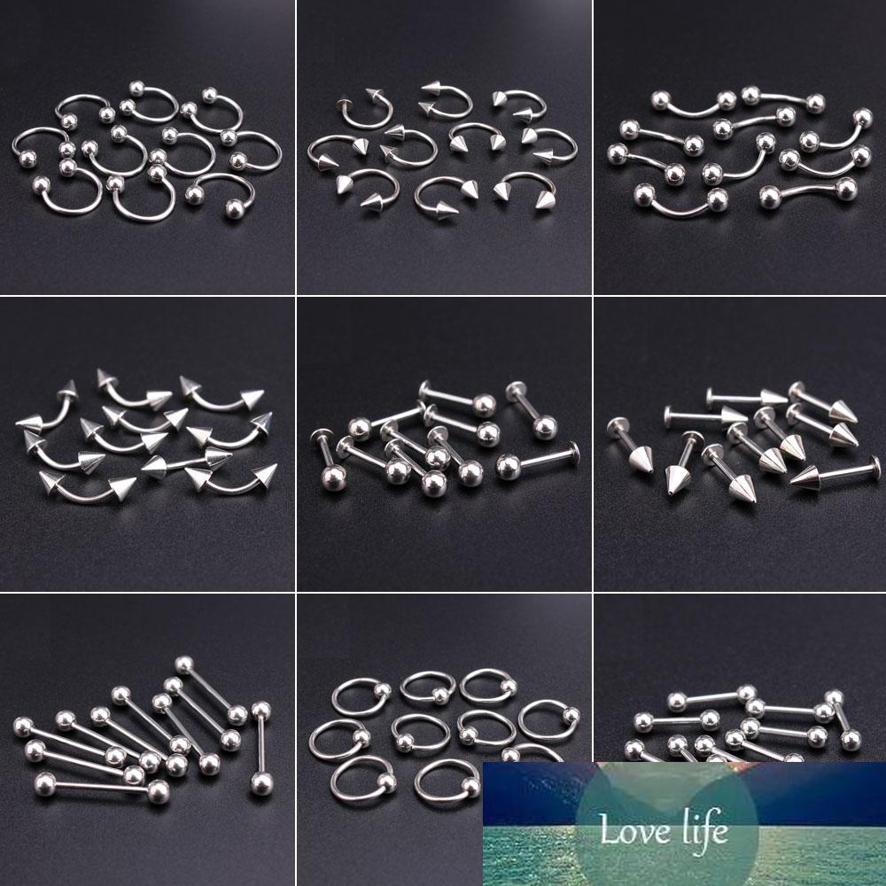 

Wholesale 100pcs Lot Silver Body Piercing Stainless Steel Eyebrow Lip Nose Jewellery Belly Tongue Tragus Labret Bar Rings CJ191116