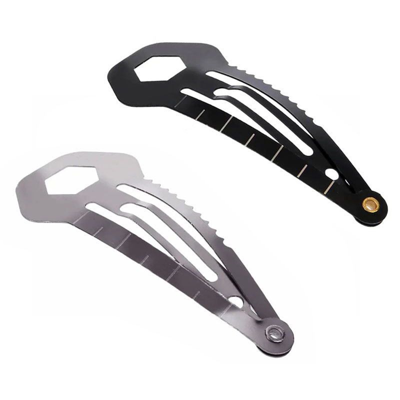 

2/ pack) mini Stainless Steel Hair Clip Multitool Survival Tool Cutter Wrench Opener Ruler Screwdriver Tactical Hairpin