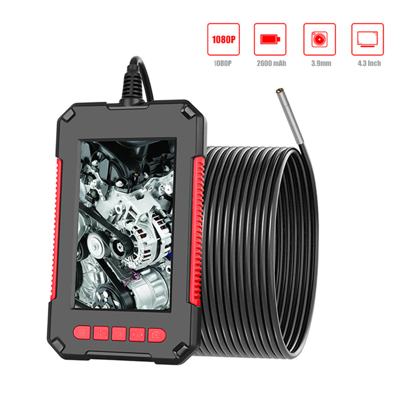 

Dual Camera 4.3 inch Screen Full HD1080P Industrial Endoscope 3.9mm 5.5mm 8mm Inspection Borescope Hard Flexible Cable For Cars