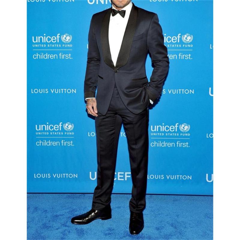 

Men Suits Custom Made Shawl Lapel Best Man Navy Blue Groom Tuxedos Wedding/prom 2 Pieces ( Jacket+Pants+Tie ) E231, Same the picture