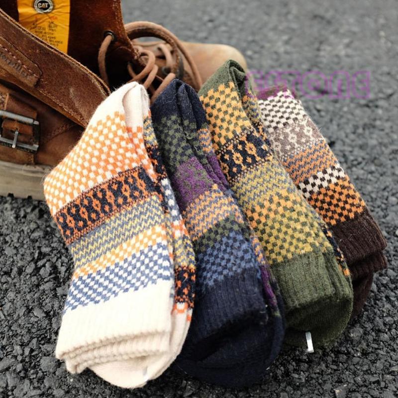 

2020 4Pair Casual Mens Warm Winter Soft Thick Angora Cashmere Wool Blend Socks, As pic