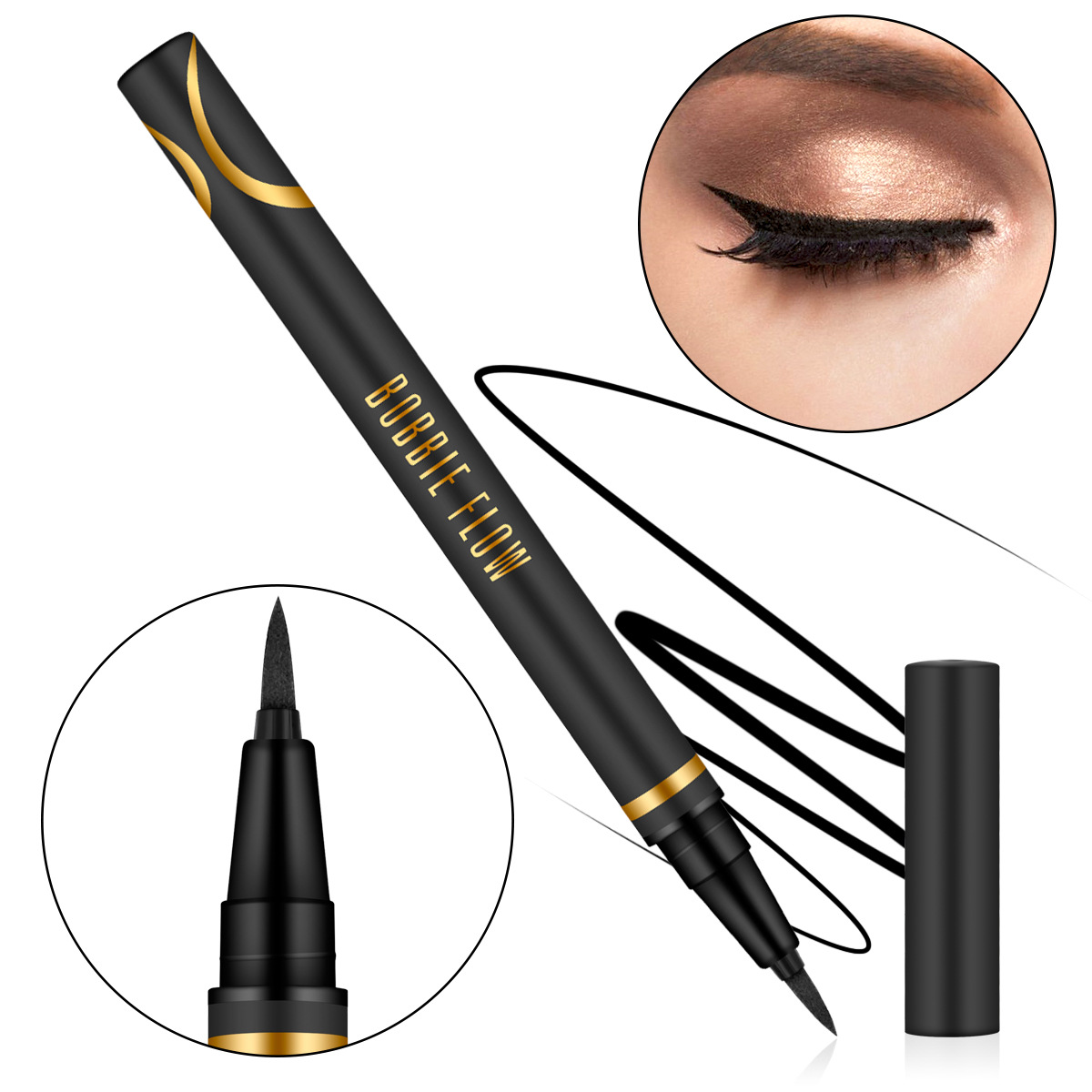 

Magic Self-adhesive Eyeliner Pen Waterpeoof Long Lasting Black Liquid Eye Liner Pencil Makeup Natural Magic Eyeliner free shipping epacket, Mixed color