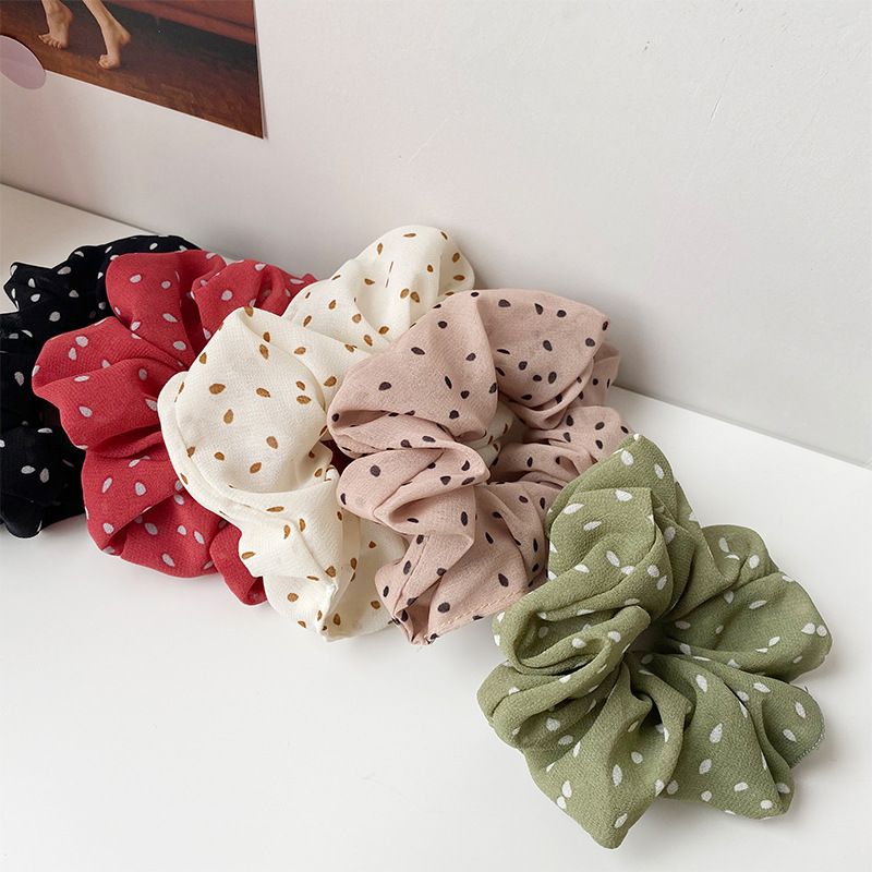 

Online Celebrity Hot Selling Chiffon Polka Dot Released Circle Ornament INS South Korea GIRL'S for Tying Hair Hairband Cute Hair