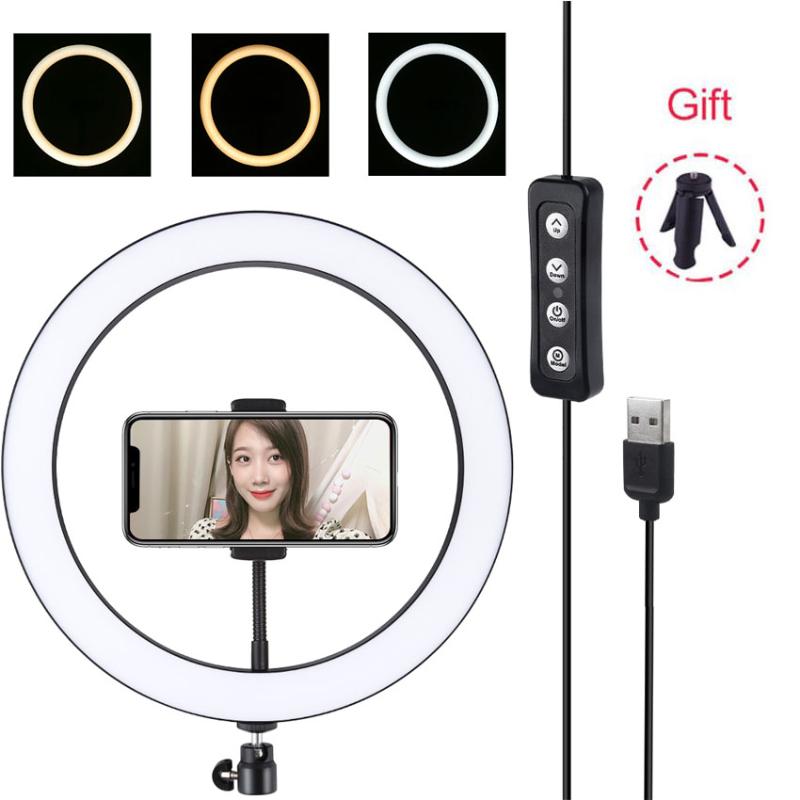 

4.6/6.2/10/12 Inch Dimmable Selfie LED Ring Light blogger Vlogging Youtube Video Light &Cold Shoe Tripod Ball Head &Phone Clamp