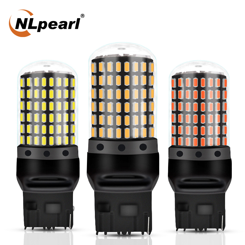 

NLpearl 1x Car Signal Lamp W21W Wy21w Led 7440 Car Bulbs 144SMD T20 W21 5W 7443 LED Canbus Auto Turn Signal Lights Brake Lamps, As pic
