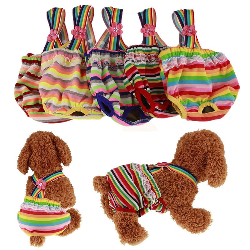 

Pet Physiological Pants Polka Colorful Female Dog Underwear Sanitary Diaper Female Dog Diaper Cotton Sanitary Pants Pet