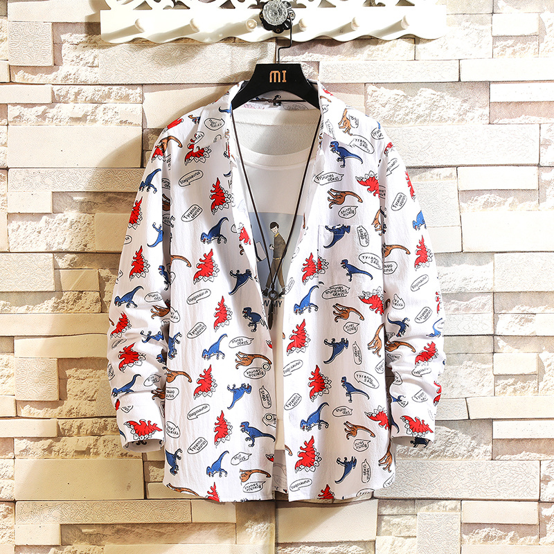 

Brand 2020 Spring Autumn Long Sleeves New Print Korea STYLE Shirt For Men's Harajuku Clothing, Cs007 1