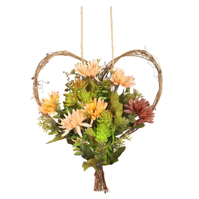 

Fleshiness Decor Bedroom Wreath Heart Style Garland for Home Colorful