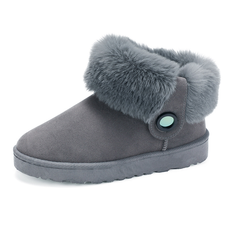 

New Snow Boots Women Shoes Warm Plush Fur Ankle Boots Winter Female Slip On Flat Casual Shoes Waterproof Ultralight Footwear, Gray