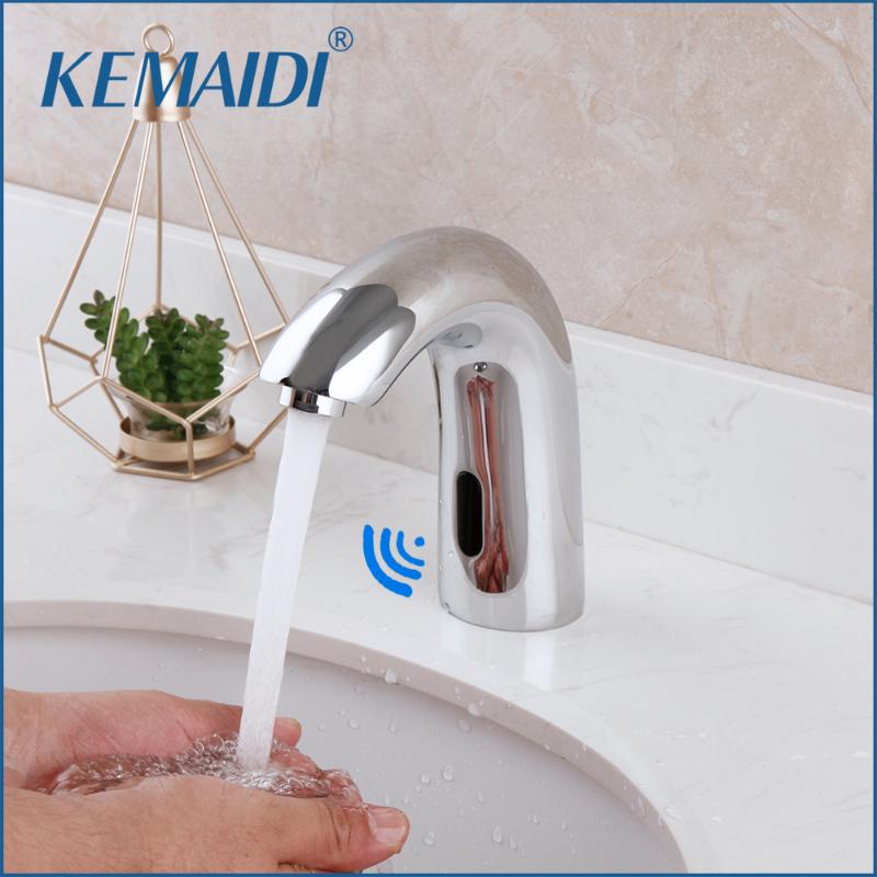 

KEMAIDI Automatic Sensor Faucet Bathroom Basin Faucet Solid Brass Hot & Cold Water Mixer Touch-Free Infrared Basin Tap