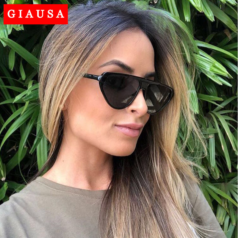 

2020 Flat Top Oversized Women Sunglasses Retro Shield Shape Luxy Brand Design Big Frame Shades Sunglasses Women UV400 Eyewear