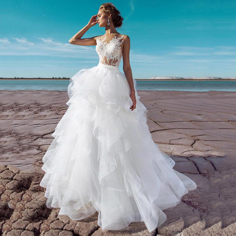 

Ball Gown Wedding Dresses 2020 Sexy Tulle Sleeveless Long Bridal Dress Vestidos de Noivas Plus Size Bridal Wedding Gowns, White
