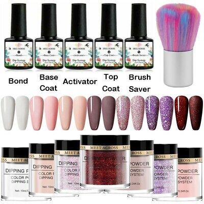 

MEET ACROSS 13Pcs Dipping Nail Powder Set 10ml Dip Glitter Powder Dust Natural Dry Without Lamp Cure Dippping System Kit