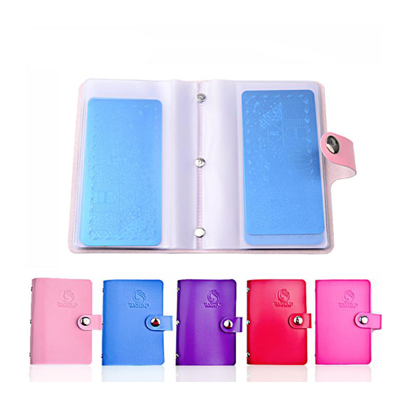 

20Slot Empty Nail plates holder Rectangular PU Nail Art Stamper Plates Stamping Template Storage Case