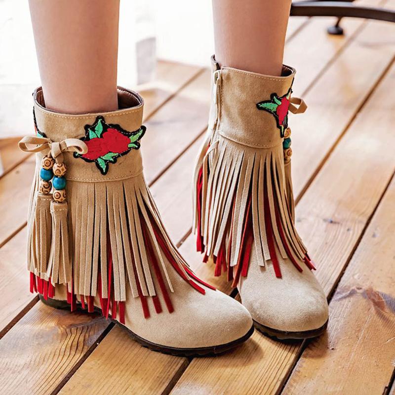 

Tassels Women Shoes Dress Booties Winter Boots Woman Winter Boot Womens Warm Boots Ladies Snow Shoe, Red