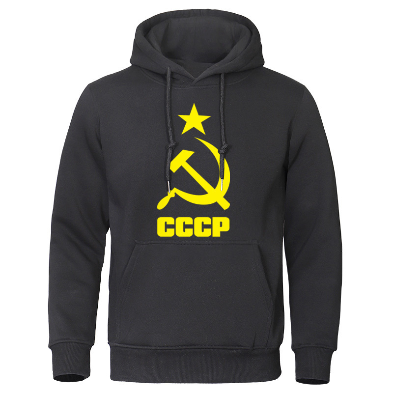 

autumn 2019 men's clothing, CCCP Russian hoodies USSR cotton sweatshirts for men, Moscow male sweaters, Soviet Union quality, Black