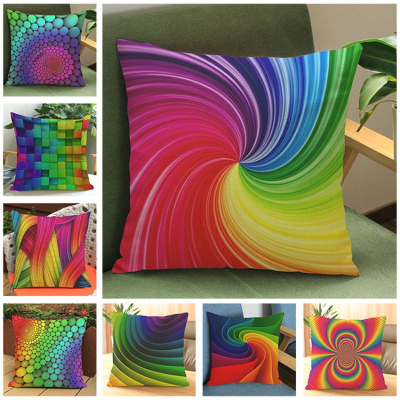 

Colorful Abstract Rainbow Cushion Cover Home Sofa Bedroom Car Waist Throw Pillow Cover Home Office Shop Decor cojines