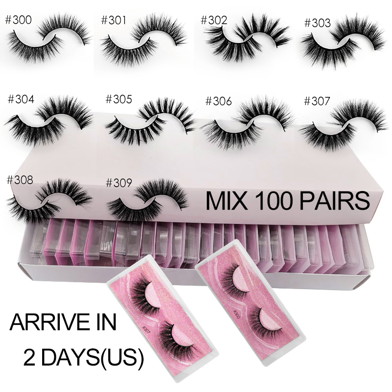 

SHIDISHANGPIN 20/30/40/50/100 pairs bulk faux mink eyelashes fluffy wispy false eyelash extension 3d lashes wholesale lash