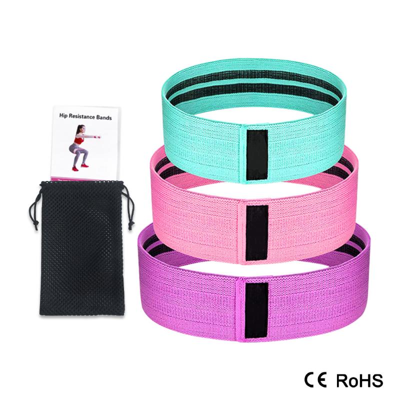 

3PCS Unisex Resistance Bands Elastic Fabric Booty Bands Set Non-slip Circle Loop Workout for BuLegs Thigh Hip Trainer