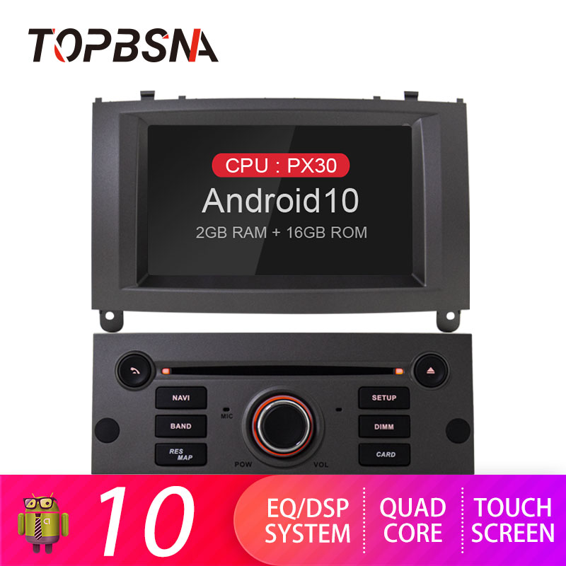 

TOPBSNA Android 10 Car DVD Player for 407 2004-2010 WIFI 1 Din Car Multimedia Player GPS Navi Radio automotive Stereo FM