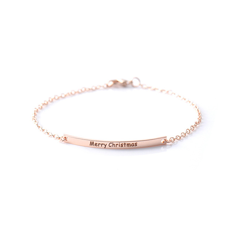 

Custom Name Bracelet Engrave Telephone Names ID Tags For Kids Pets Jewelry Stainless Steel Bar Bracelet Initial Charm Bracelets