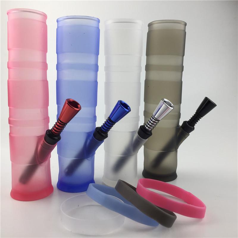 

New silicone water bong folded portable withblue different color plastic bong double filter silicone oil rig for smoking