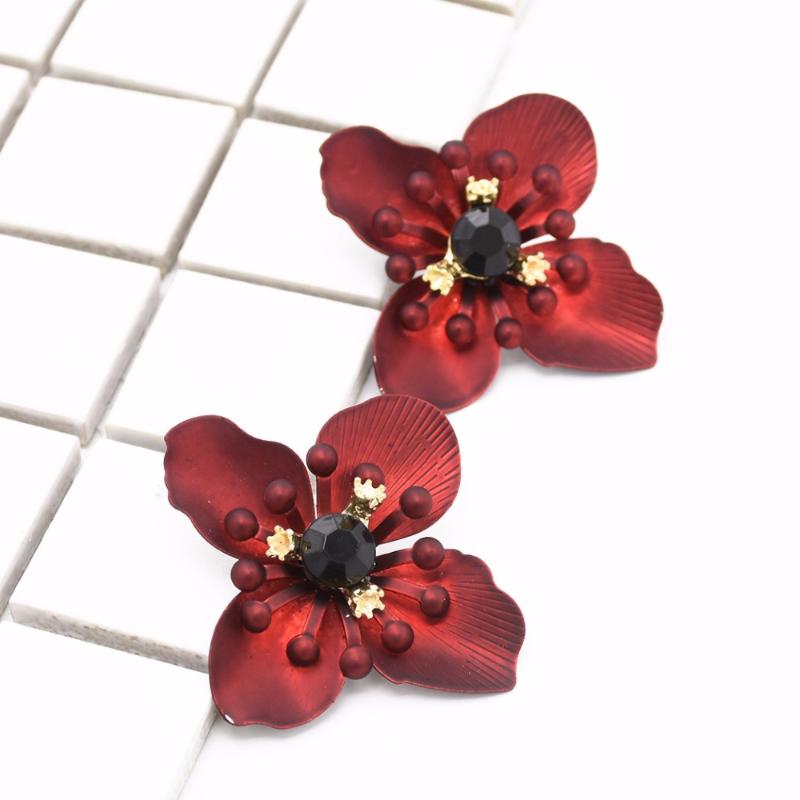 

Luxurious Korean Style Crystal Flower Dangle long stud For Women Gifts Earrings Simple Black Green Yellow Red Earings Fringe