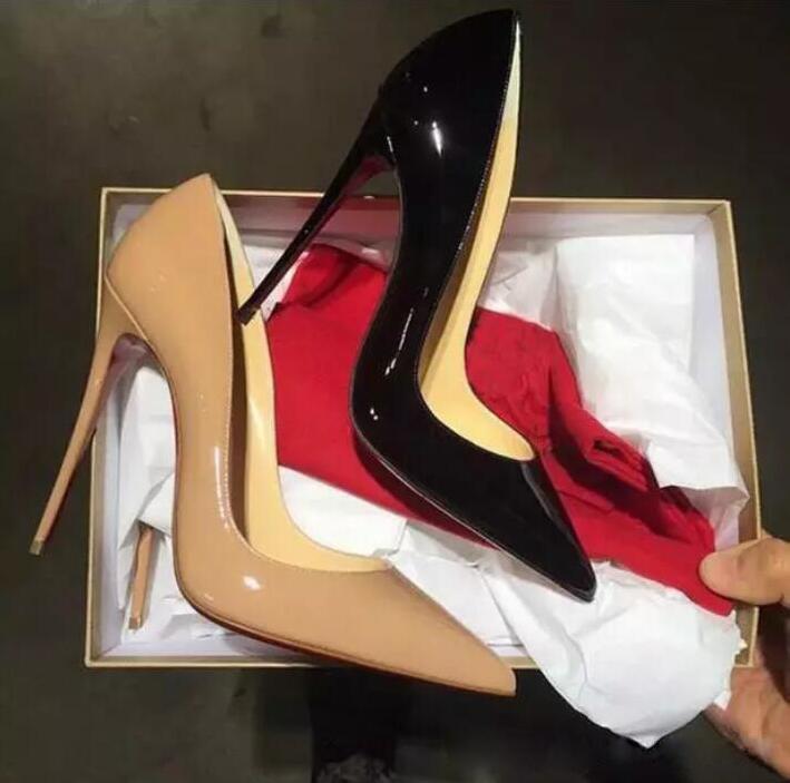 

with BOX red bottoms high heels spikes designer women shoes So Kate Styles fashion 8cm 10cm 12cm Leather Pointed Toes Pumps Dress shoe, Nude
