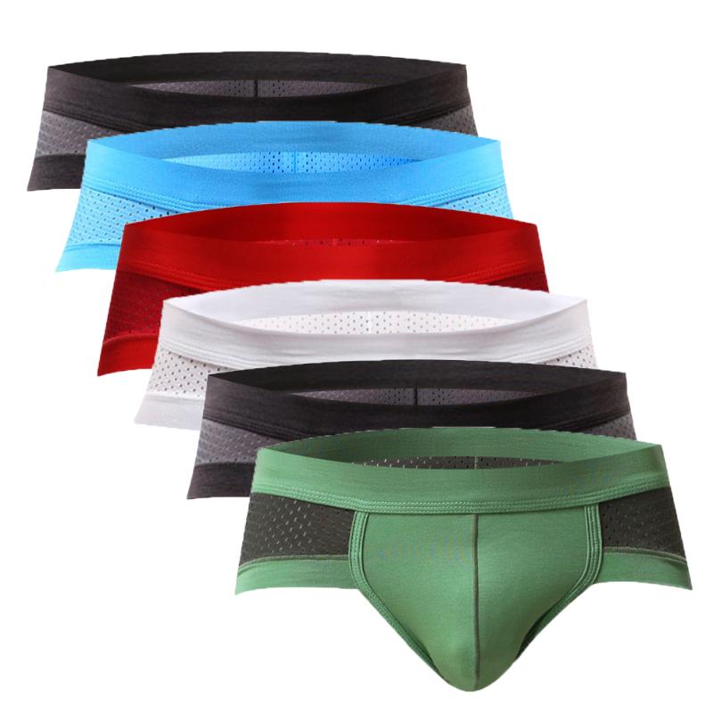 

6pcs/Lot Breathable Men'S Briefs Male Underwear Sexy Mesh Underpants Men Brief Mens Pant For Men Sexy Slip Hombre Pouch Brief, 6 pieces yellow