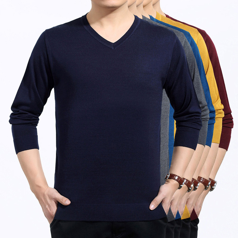 

Brand New Men' Clothing 2020 Winter V-Neck Sweater Knitted Size Loose Pullover Men Pull Homme Plus Size Sweater Brand, Black