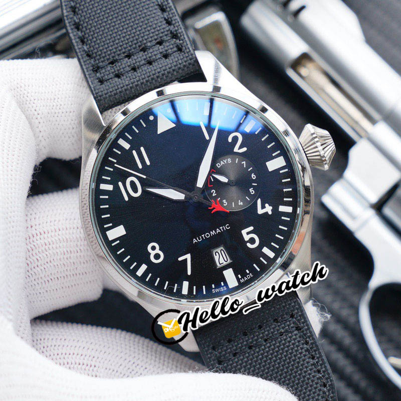 

Cheap New Aviator Steel Case IW502001 Black Dial Automatic Mens Watch Power Reserve Nylon Leather Strap Sport Watches Hello_watch IWHW, Custom waterproof service