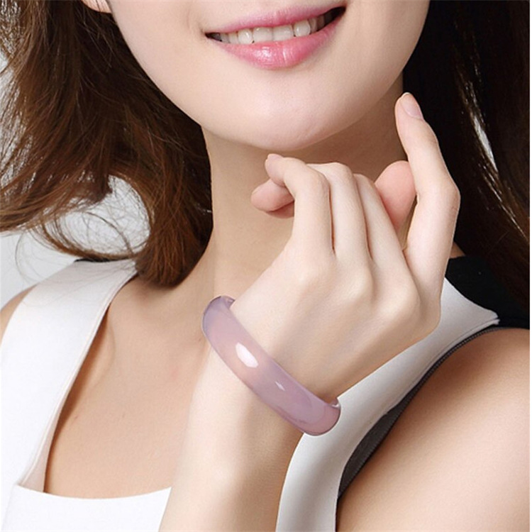 

Natural Jadee Pink Purple Chalcedony Bracelets Round Bangles Bracelet Pretty Girl's Fashion Stone Jewelry