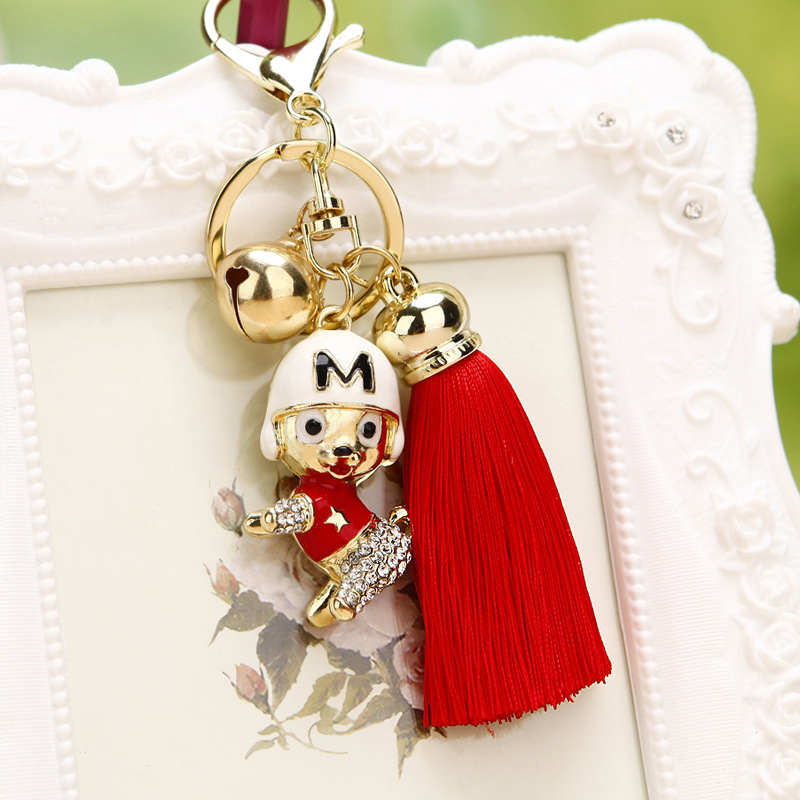 

Jewelry Rhinestone Crystal Lovely Poodle Keychain Cut dog Keyring Puppy Keychain Handbag Chram Key Holder Wholesale