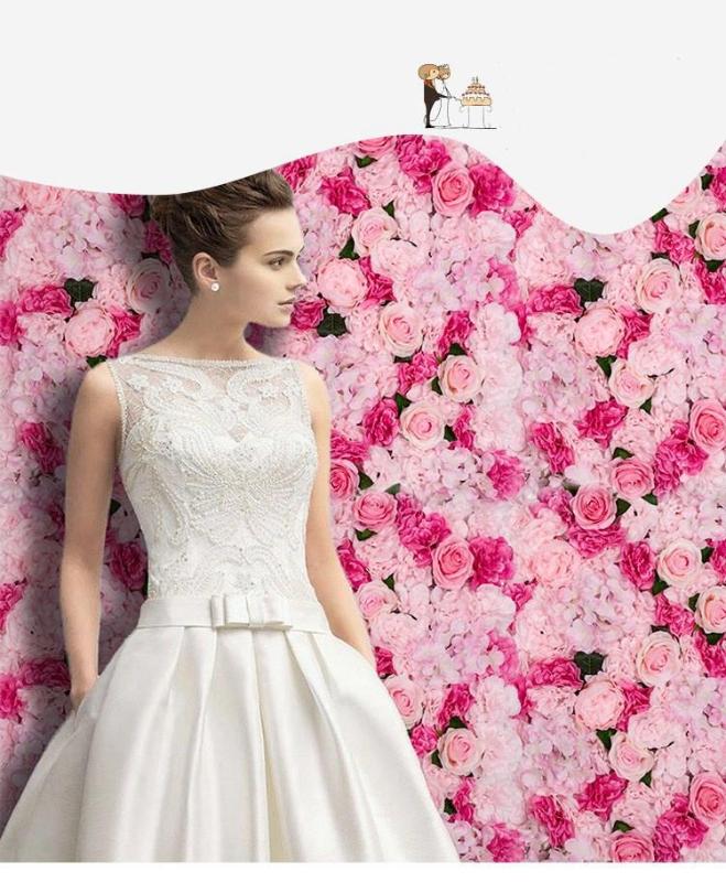 

flower wall Silk rose tracery wall encryption floral background artificial flowers creative wedding stage, Red