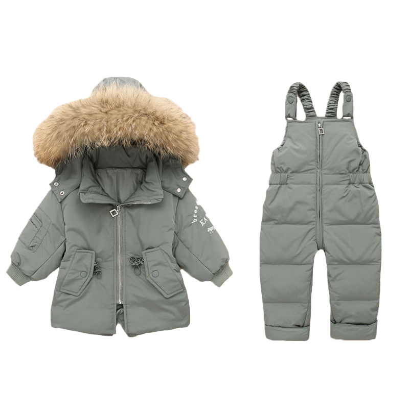 

Children Down Clothing Sets Fur Collar Kids Winter Down Jacket Toddler Girls Warm Overalls 1-3 Years Baby Boys Down Coat